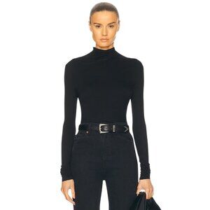 KHAITE Rolina Top in Black Small Womens Long Sleeve Mock Neck
